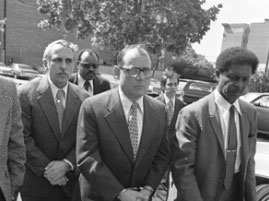 The DNC burglars were led off in handcuffs on June 17, 1972 [Caddy Watergate 5 Arrested June 17, 1972]